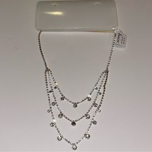 Icing 3 Layered Tiered Rhinestone Necklace, 16” + 2” Adjustable